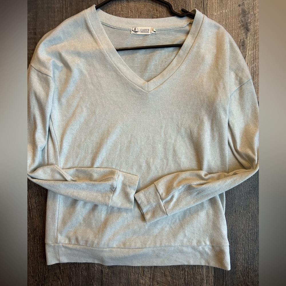 Carve Designs Light Blue V-Neck Sweater